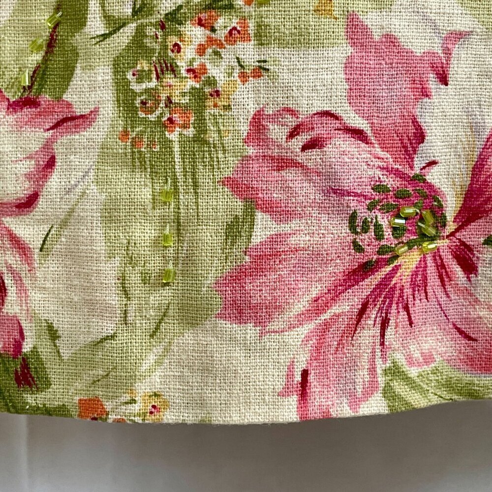 Coldwater Creek Floral Linen Blend Beaded Sleeveless Shift Dress Petite 10 - Picture 7 of 16